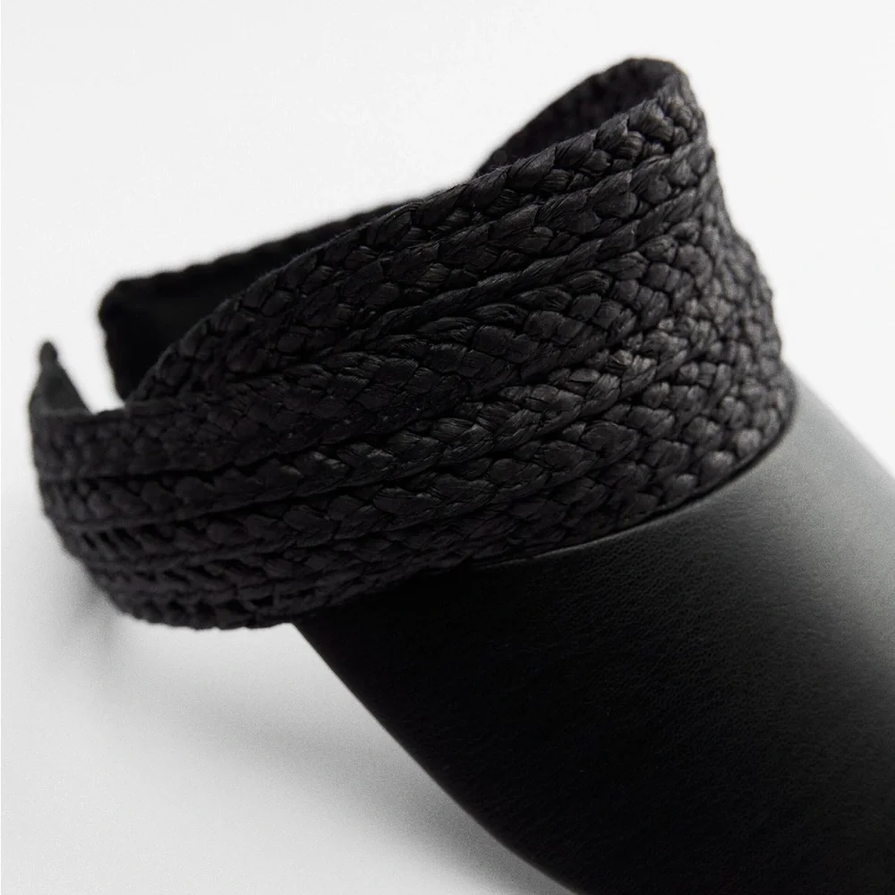 NWT. Zara Black Raffia Vizor. Size S-M.